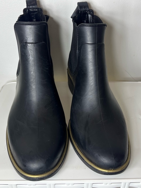 kate spade Black Chelsea Rain Booties with Gold Trim - Picture 3 of 13
